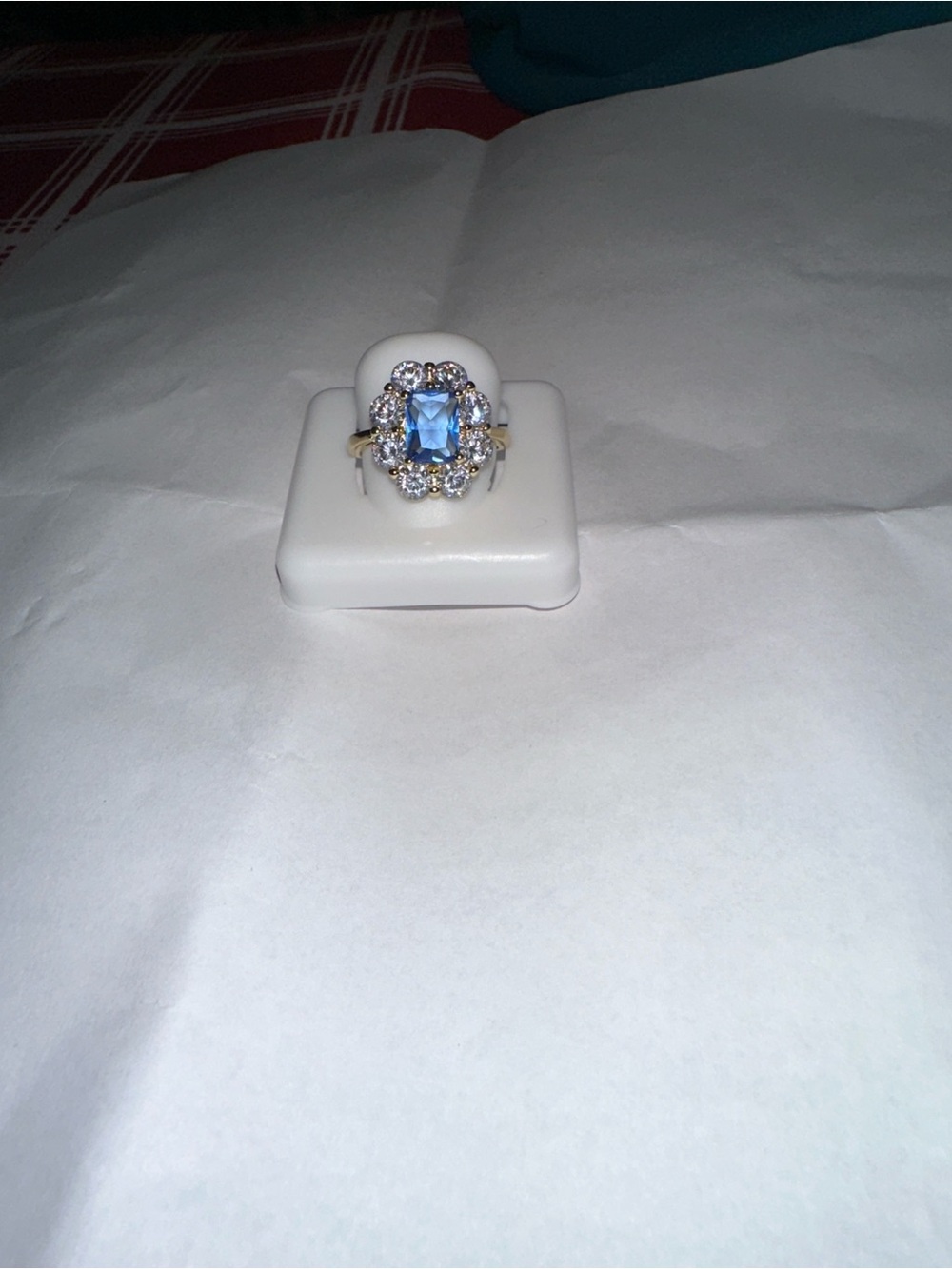 Blue Gemstone Halo Ring - Unbranded